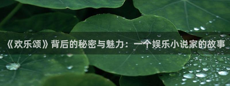 泰达娱乐体育2官网入口：《欢乐颂》背后的秘密与魅力：一个娱乐小说家的故事